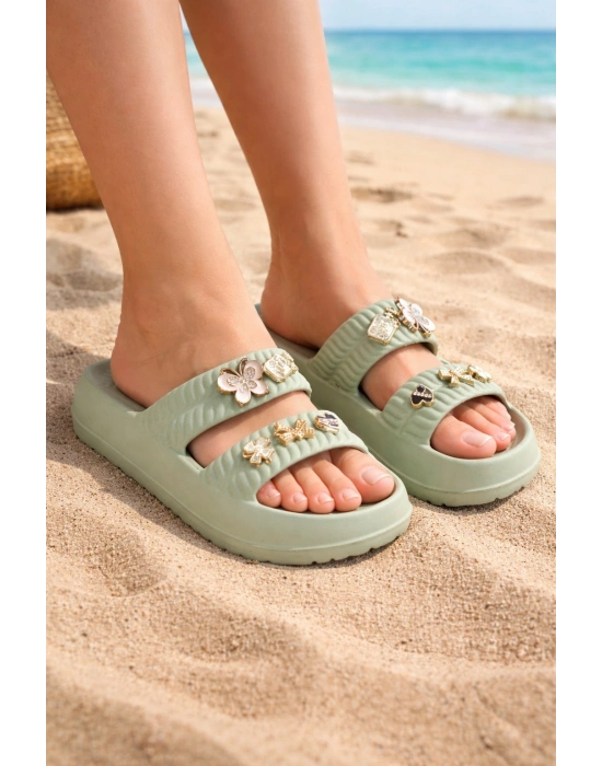 Kadın Taşlı Şık, Rahat, Konforlu Günlük Eva Terlik