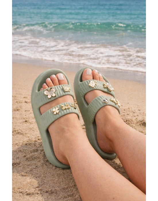 Kadın Taşlı Şık, Rahat, Konforlu Günlük Eva Terlik