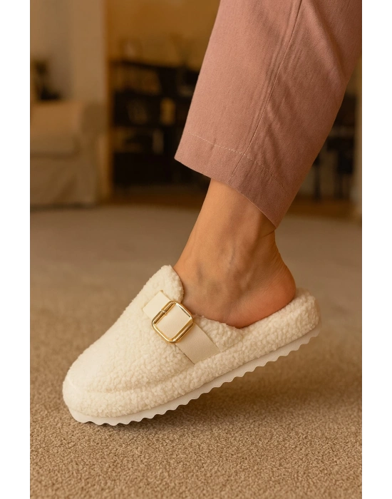 Kadın Tokalı Havlu Kışlık Kadın Terlik