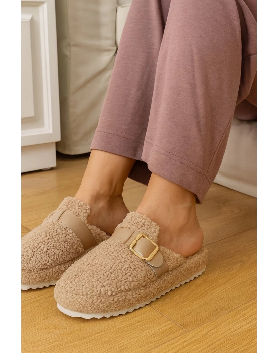 Kadın Tokalı Havlu Kışlık Kadın Terlik