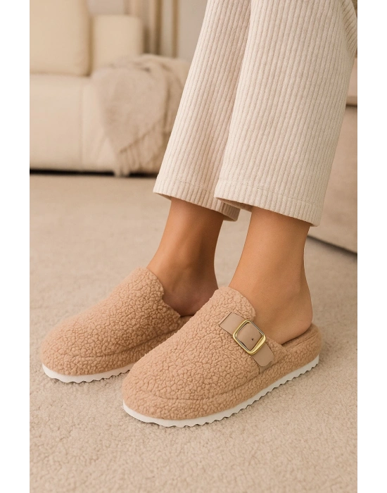 Kadın Tokalı Havlu Kışlık Kadın Terlik