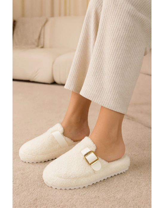 Kadın Tokalı Havlu Kışlık Kadın Terlik