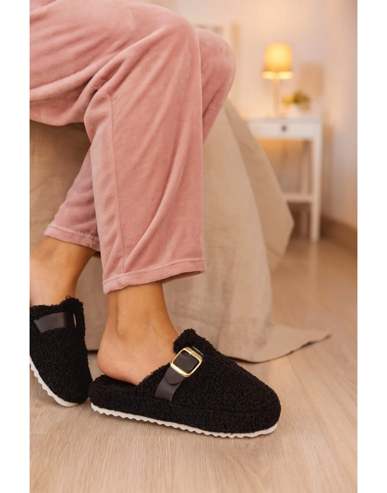 Kadın Tokalı Havlu Kışlık Kadın Terlik