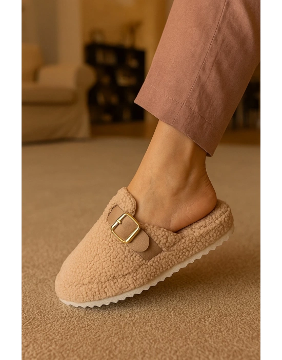 Kadın Tokalı Havlu Kışlık Kadın Terlik