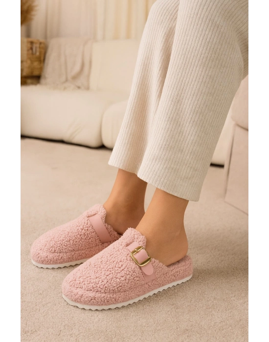 Kadın Tokalı Havlu Kışlık Kadın Terlik