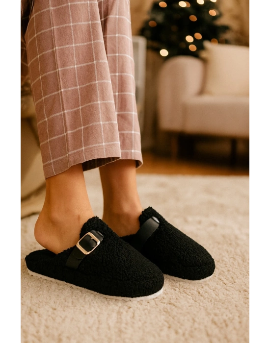 Kadın Tokalı Havlu Kışlık Kadın Terlik