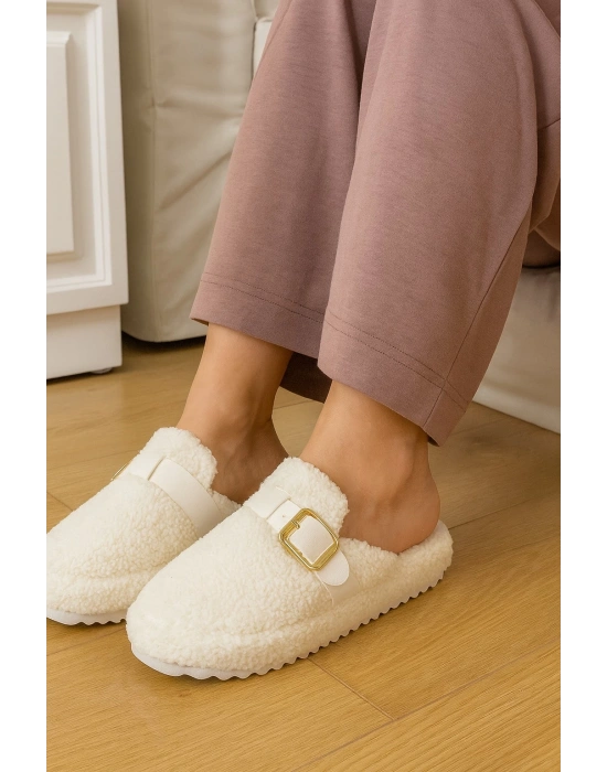 Kadın Tokalı Havlu Kışlık Kadın Terlik