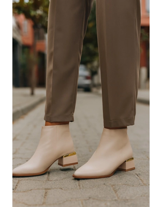 Kadın Topuk Detaylı Fermuarlı Kadın Bot
