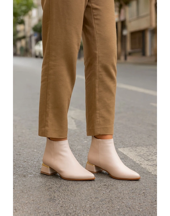 Kadın Topuk Detaylı Fermuarlı Kadın Bot