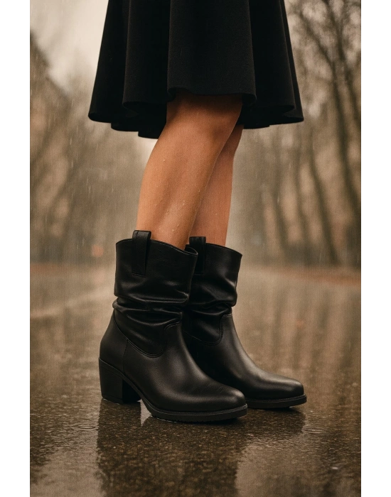 Kalın Topuklu Cilt/Süet Kadın Bot & Bootie