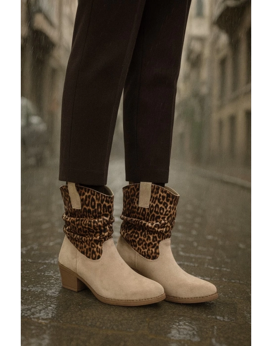 Kalın Topuklu Cilt/Süet Kadın Bot & Bootie