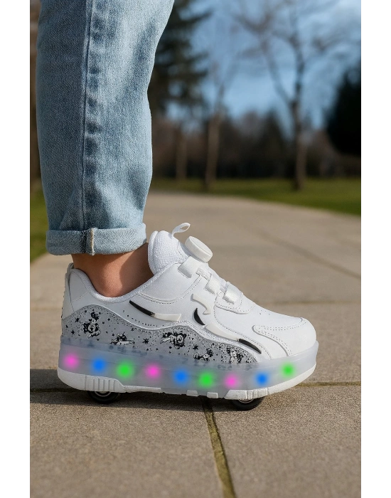 Kaykaylı Çocuk Işıklı Ayakkabı - Işıklı Patenli Kaykay Ayakkabı - Kaykay Ayakkabı