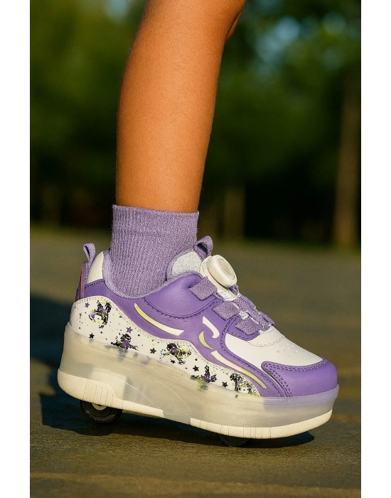 Kaykaylı Çocuk Işıklı Ayakkabı - Işıklı Patenli Kaykay Ayakkabı - Kaykay Ayakkabı