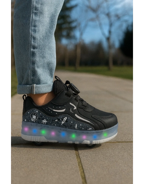 Kaykaylı Çocuk Işıklı Ayakkabı - Işıklı Patenli Kaykay Ayakkabı - Kaykay Ayakkabı