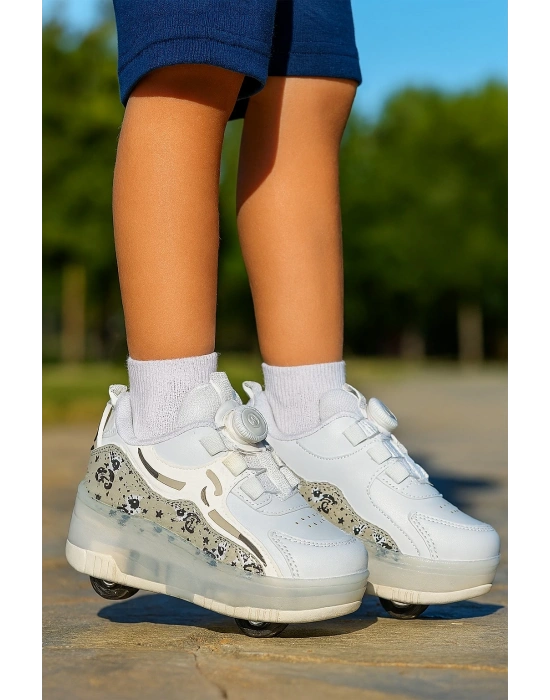 Kaykaylı Çocuk Işıklı Ayakkabı - Işıklı Patenli Kaykay Ayakkabı - Kaykay Ayakkabı