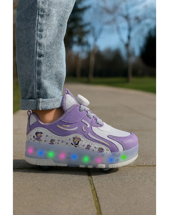 Kaykaylı Çocuk Işıklı Ayakkabı - Işıklı Patenli Kaykay Ayakkabı - Kaykay Ayakkabı