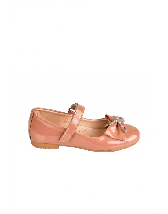 Kız Çocuk Anatomik Taban Taşlı Parlak Rugan Babet Ayakkabı