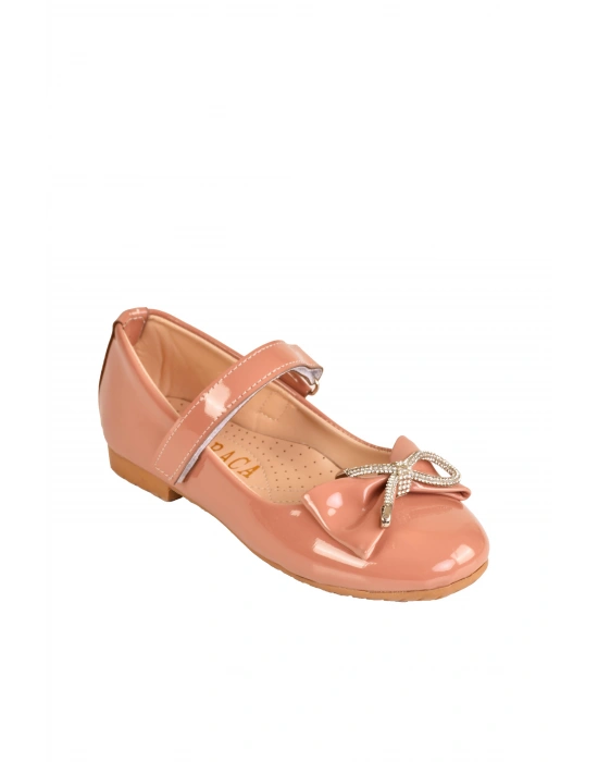 Kız Çocuk Anatomik Taban Taşlı Parlak Rugan Babet Ayakkabı