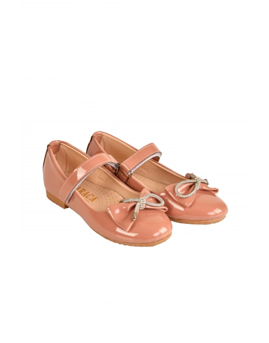 Kız Çocuk Anatomik Taban Taşlı Parlak Rugan Babet Ayakkabı