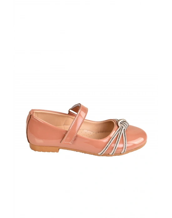 Kız Çocuk Anatomik Tabanlı Taşlı Parlak Rugan Babet Ayakkabı