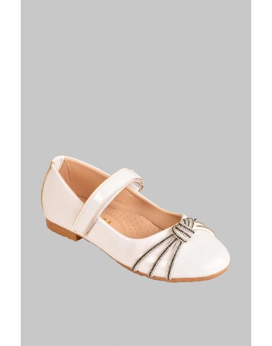 Kız Çocuk Anatomik Tabanlı Taşlı Parlak Rugan Babet Ayakkabı