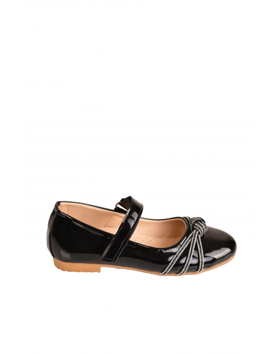 Kız Çocuk Anatomik Tabanlı Taşlı Parlak Rugan Babet Ayakkabı