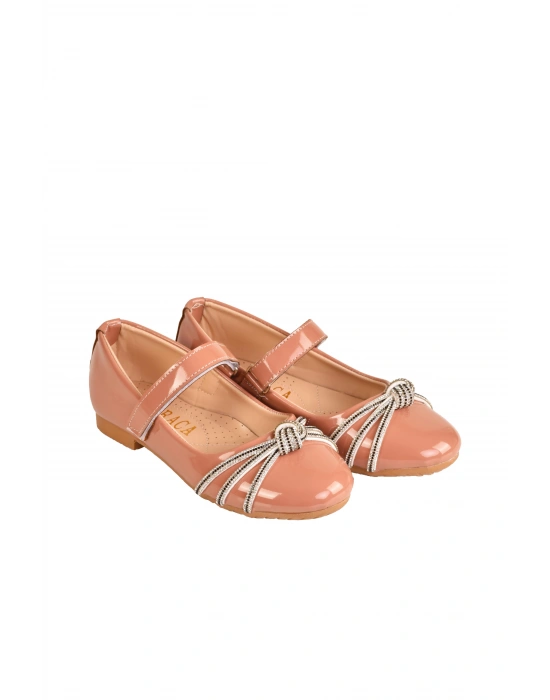 Kız Çocuk Anatomik Tabanlı Taşlı Parlak Rugan Babet Ayakkabı