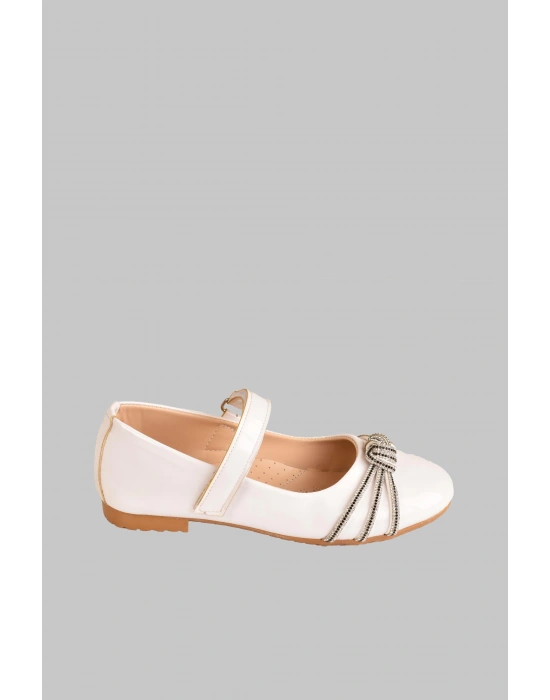 Kız Çocuk Anatomik Tabanlı Taşlı Parlak Rugan Babet Ayakkabı