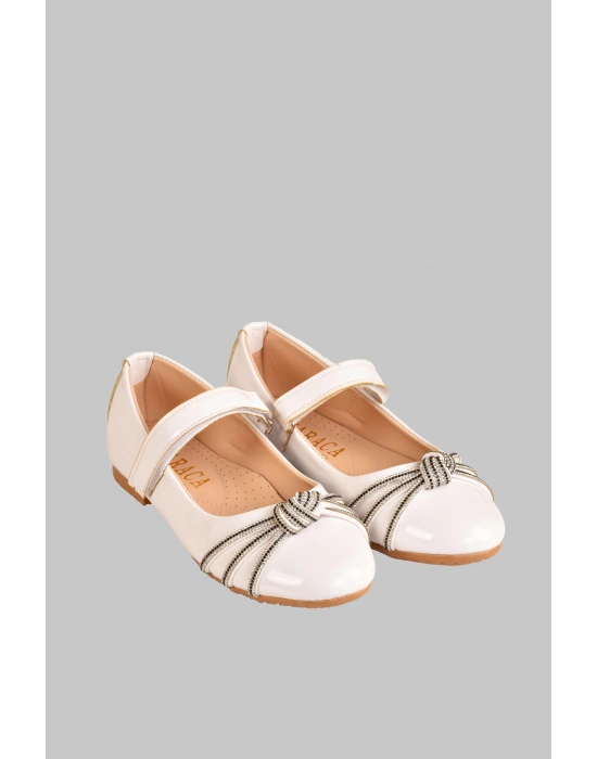 Kız Çocuk Anatomik Tabanlı Taşlı Parlak Rugan Babet Ayakkabı