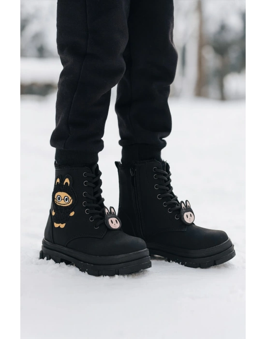 Kız Çocuk Figür Detaylı Fermuarlı Bot