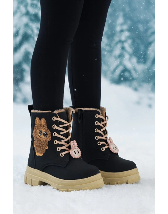 Kız Çocuk Figür Detaylı Fermuarlı Bot