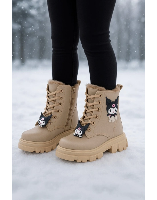 Kız Çocuk Figür Detaylı Fermuarlı Bot