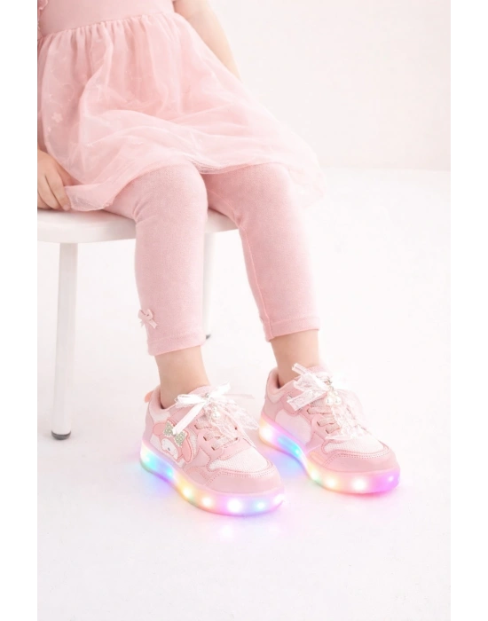 Kız Çocuk LED Taban Işıklı Spor Ayakkabı