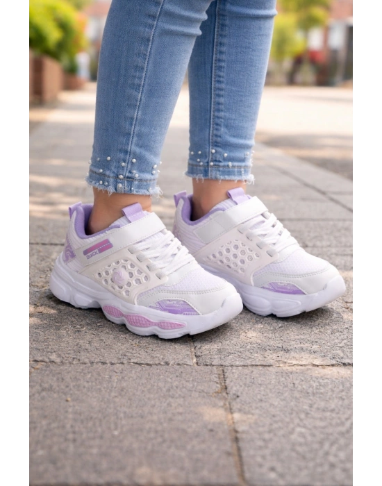 Kız Çocuk Spor Ayakkabı – Fileli, Cırt Cırtlı, Anarok Taban