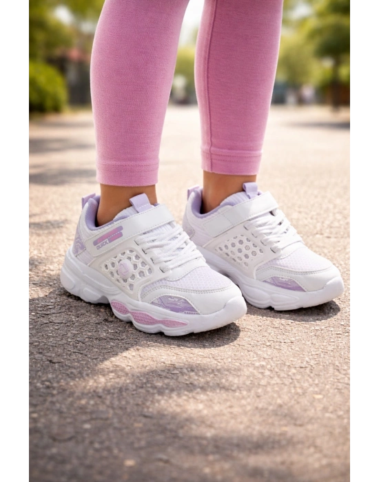 Kız Çocuk Spor Ayakkabı – Fileli, Cırt Cırtlı, Anarok Taban