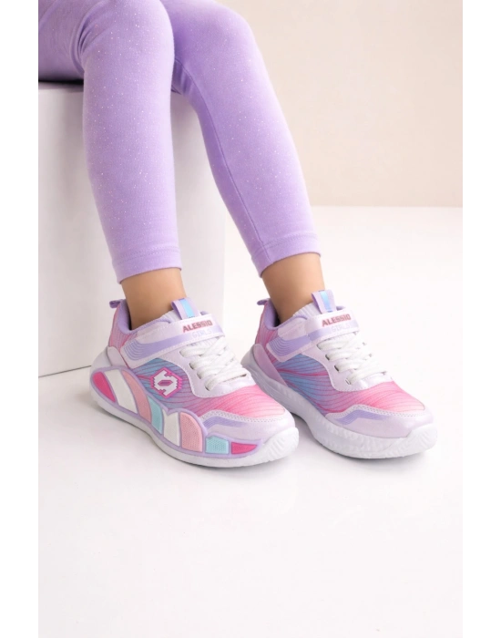 Kız Çocuk Spor Ayakkabı (Numara 22-25 IŞIKLI) – Renkli Taban, Anarok Taban, Şık ve Rahat