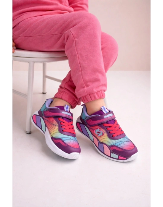 Kız Çocuk Spor Ayakkabı (Numara 22-25 IŞIKLI) – Renkli Taban, Anarok Taban, Şık ve Rahat