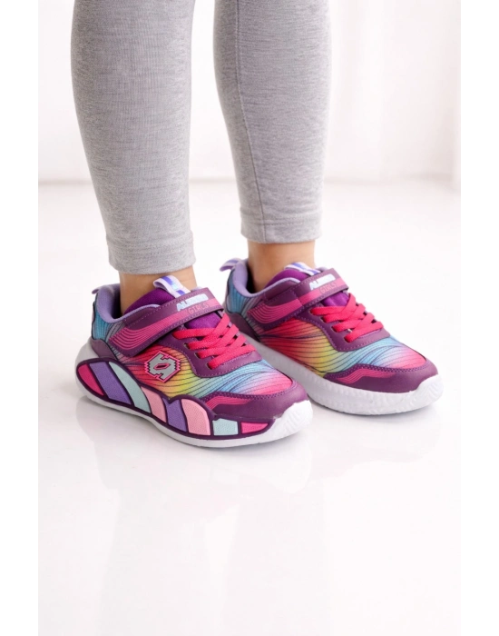 Kız Çocuk Spor Ayakkabı (Numara 22-25 IŞIKLI) – Renkli Taban, Anarok Taban, Şık ve Rahat