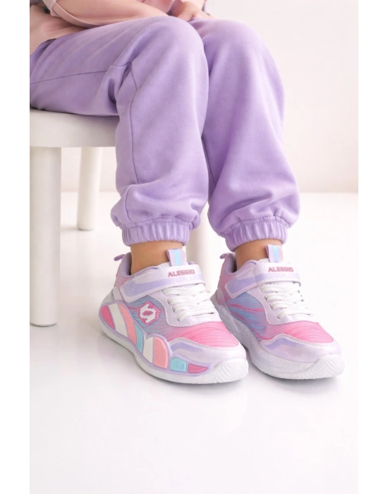 Kız Çocuk Spor Ayakkabı (Numara 22-25 IŞIKLI) – Renkli Taban, Anarok Taban, Şık ve Rahat