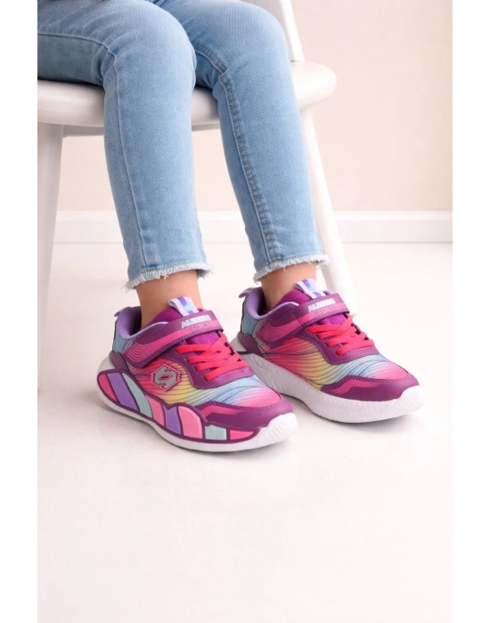 Kız Çocuk Spor Ayakkabı (Numara 22-25 IŞIKLI) – Renkli Taban, Anarok Taban, Şık ve Rahat