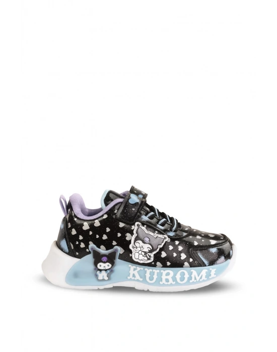 KUROMİ KIZ ÇOCUK SİYAH MAVİLİ HAFİF VE ESNEK GÜNLÜK SPOR AYAKKABI 26 İLE 30 NO ARASI IŞIKLIDIR