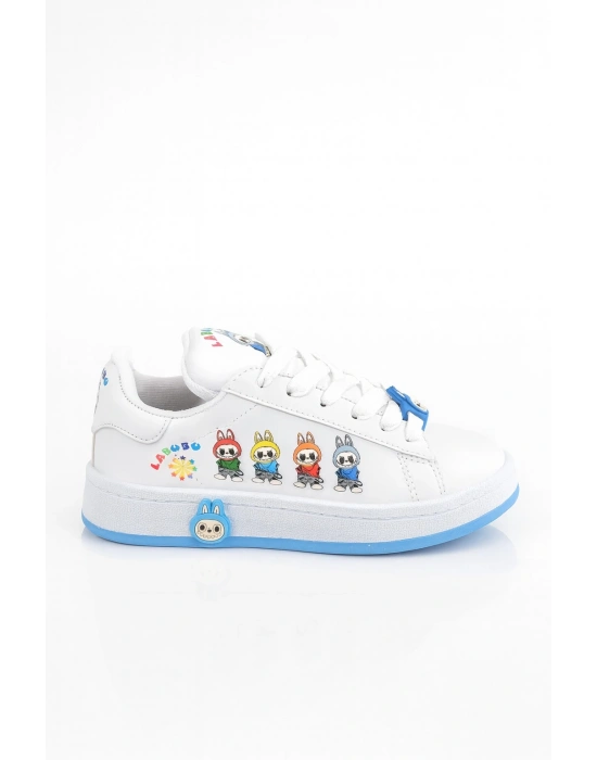 Labubu Baskılı Bağçıklı Kız Çocuk Spor Ayakkabı Sneaker(KOL SAATİ HEDİYELİ )