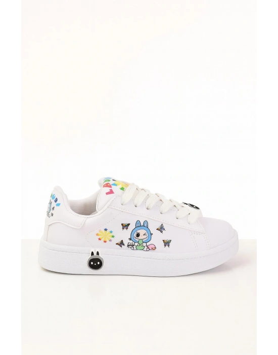 Labubu Baskılı Bağçıklı Kız Çocuk Spor Ayakkabı Sneaker(KOL SAATİ HEDİYELİ )