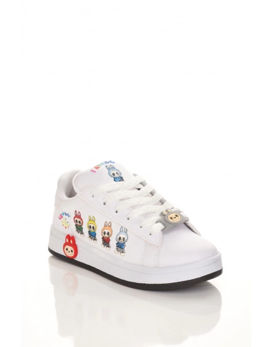 Labubu Baskılı Bağçıklı Kız Çocuk Spor Ayakkabı Sneaker(KOL SAATİ HEDİYELİ )