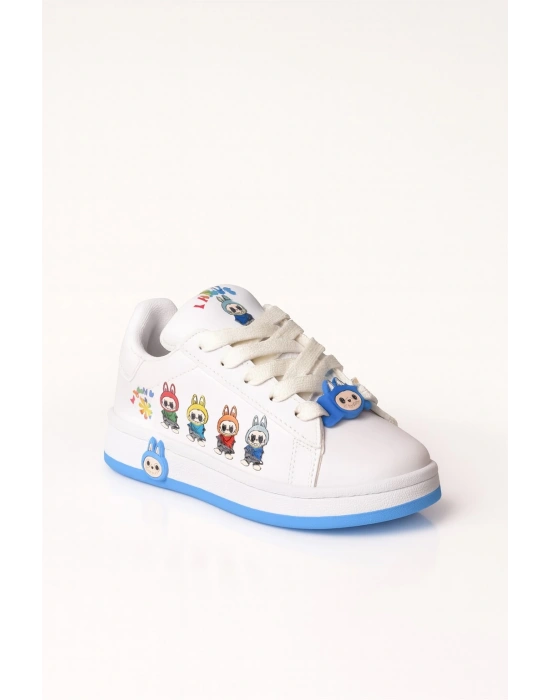 Labubu Baskılı Bağçıklı Kız Çocuk Spor Ayakkabı Sneaker(KOL SAATİ HEDİYELİ )
