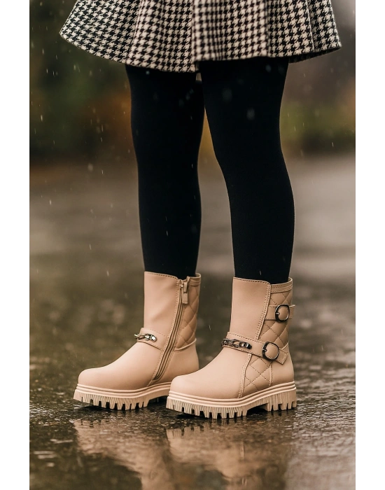 Ortopedik Bağcıklı Fermuarlı Kız Çocuk Bot Ayakkabı Siyah Kız Çocuk Bot