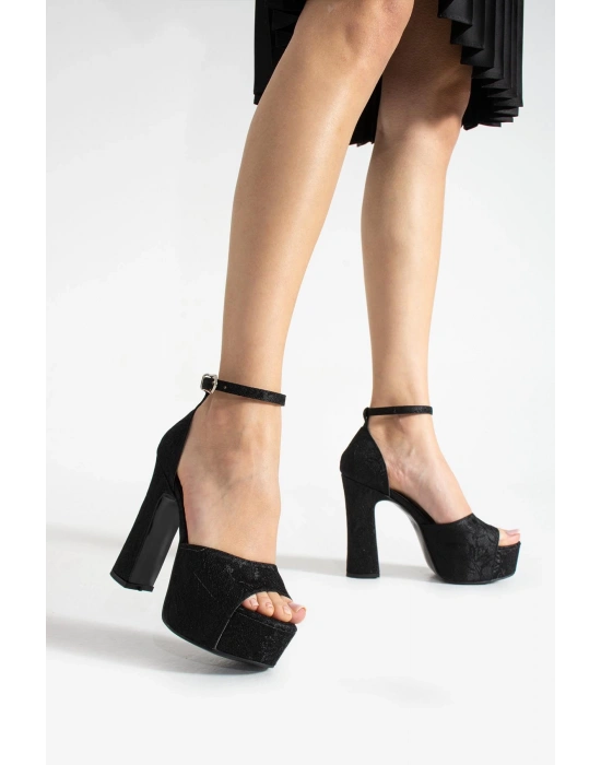 Platformlu Kalın Ve Yüksek Topuklu Kadın Topuklu Abiye Ayakkabı