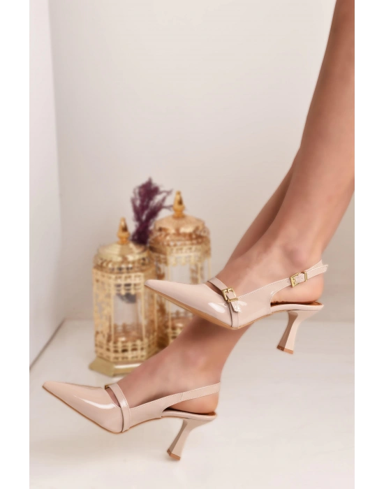 Sivri Burun Arkası Açık Günlük Klasik Kadın Topuklu Ayakkabı