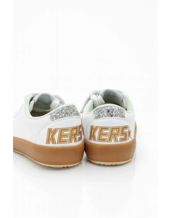 Sstar Beyaz Gümüş Kız Çocuk Cırtlı Bantlı Sneaker Spor Ayakkabı