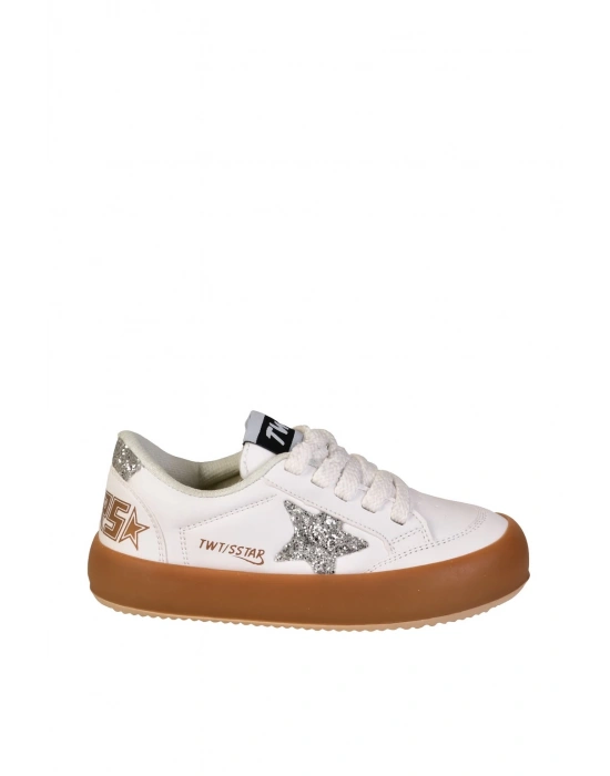 Sstar Beyaz Gümüş Kız Çocuk Cırtlı Bantlı Sneaker Spor Ayakkabı